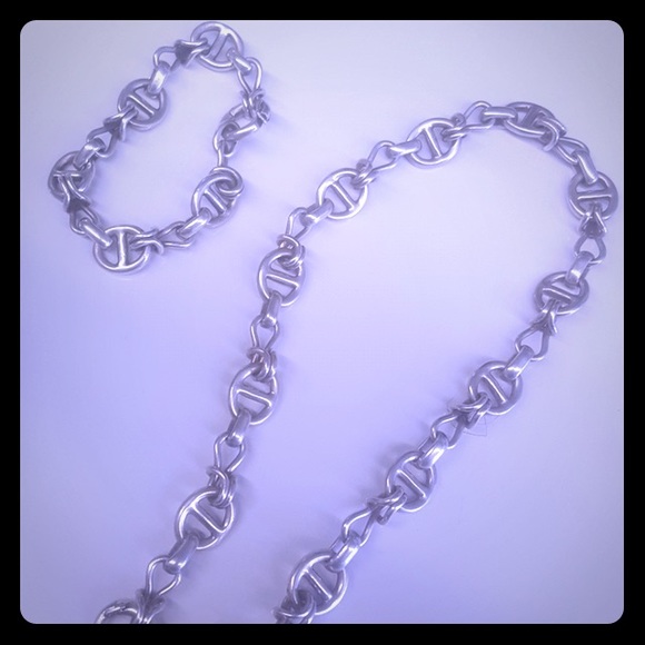 Gucci sterling silver link necklace & bracelet - Picture 1 of 7